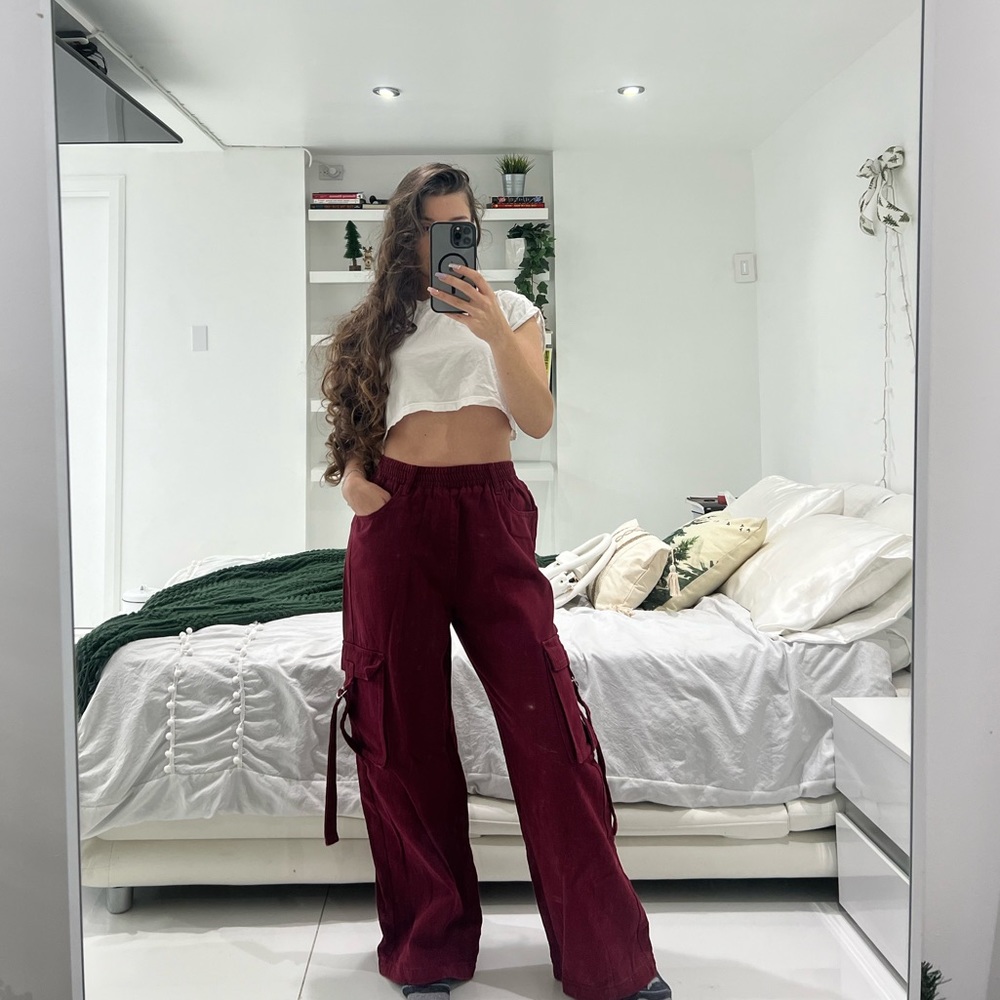 Burgundy cargo pants